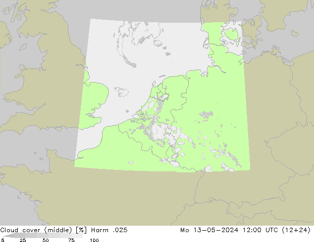 Cloud cover (middle) Harm .025 Mo 13.05.2024 12 UTC
