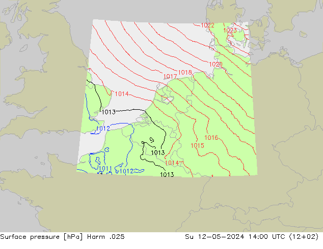 Surface pressure Harm .025 Su 12.05.2024 14 UTC