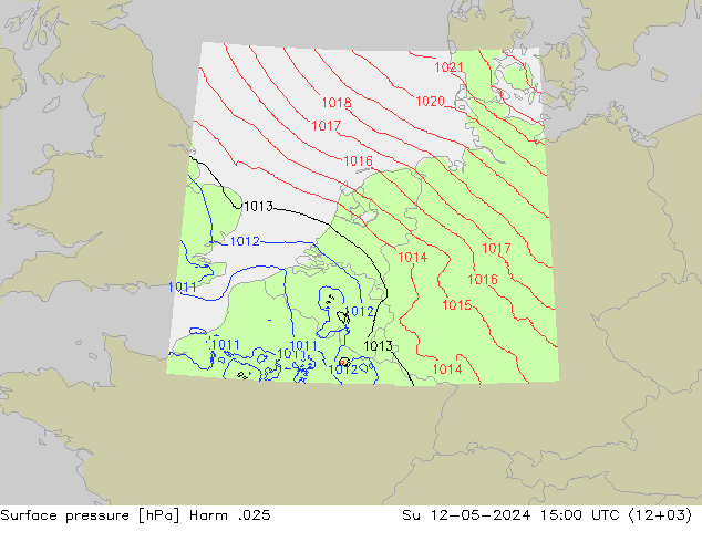 地面气压 Harm .025 星期日 12.05.2024 15 UTC
