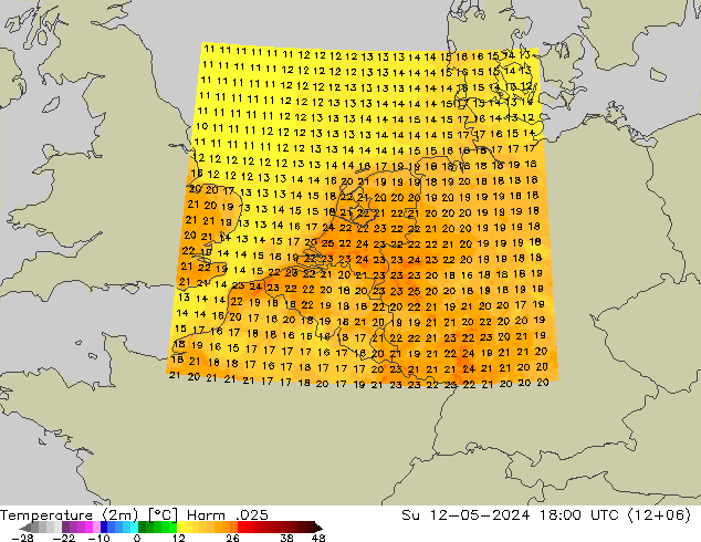 温度图 Harm .025 星期日 12.05.2024 18 UTC