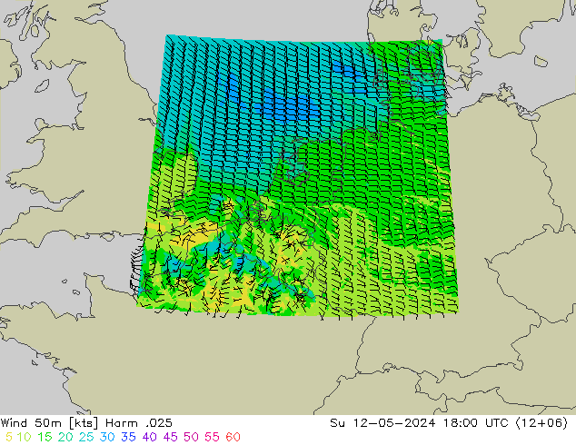 Wind 50 m Harm .025 zo 12.05.2024 18 UTC