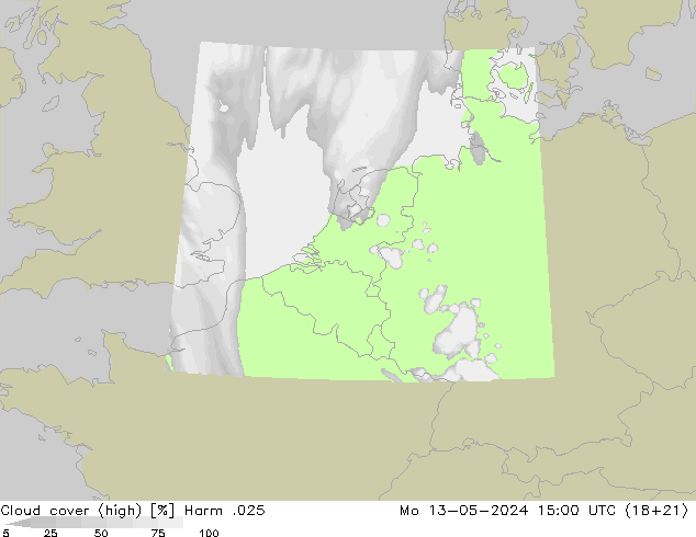 Cloud cover (high) Harm .025 Mo 13.05.2024 15 UTC