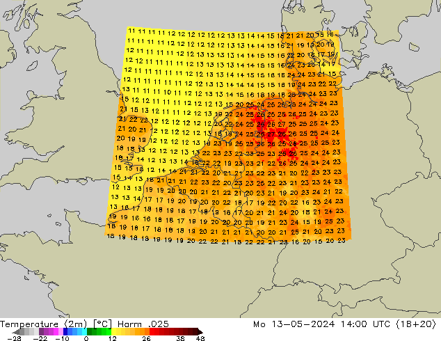 温度图 Harm .025 星期一 13.05.2024 14 UTC