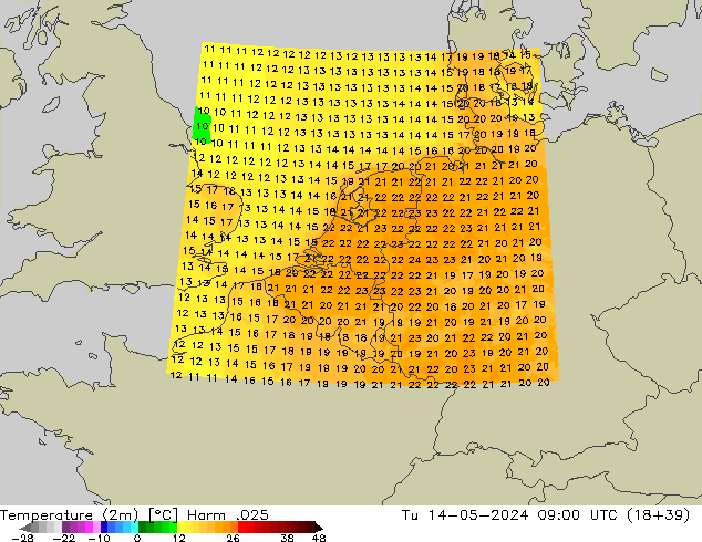 température (2m) Harm .025 mar 14.05.2024 09 UTC