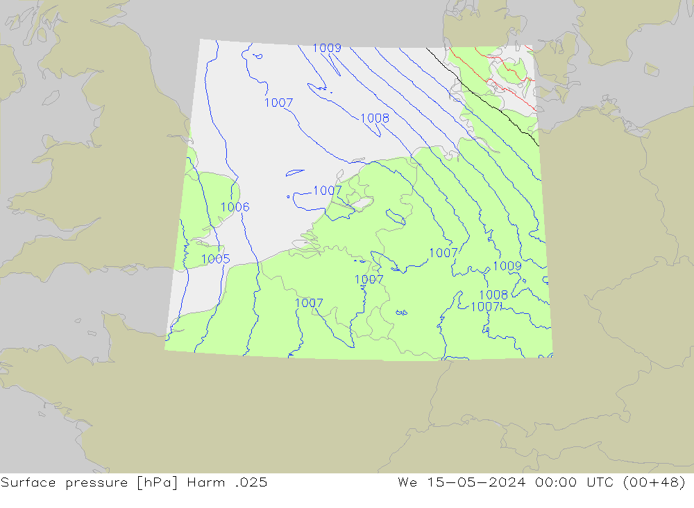 Pressione al suolo Harm .025 mer 15.05.2024 00 UTC