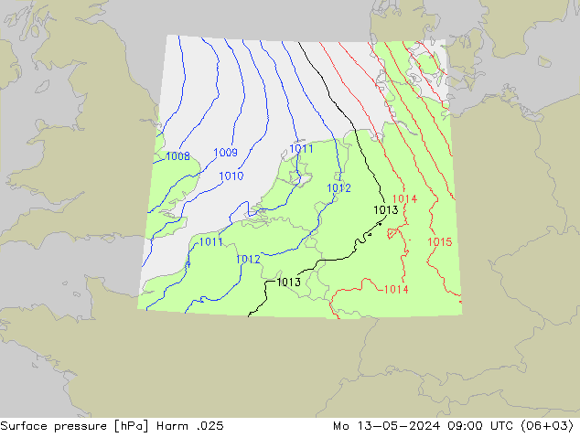 Atmosférický tlak Harm .025 Po 13.05.2024 09 UTC