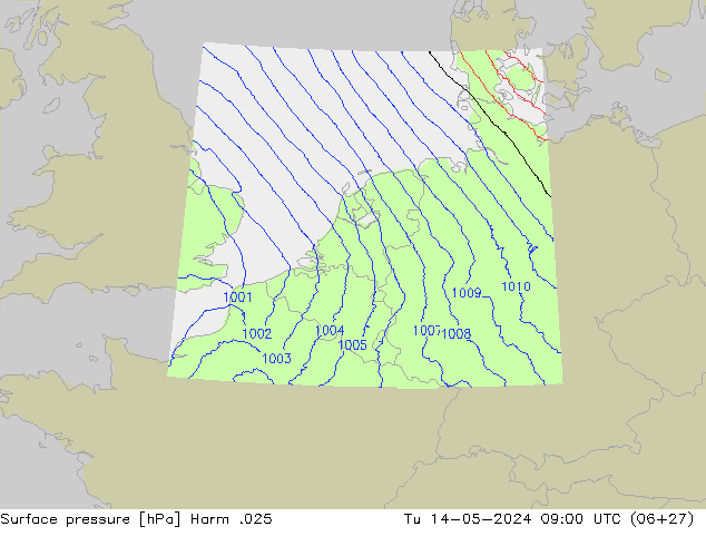 Atmosférický tlak Harm .025 Út 14.05.2024 09 UTC