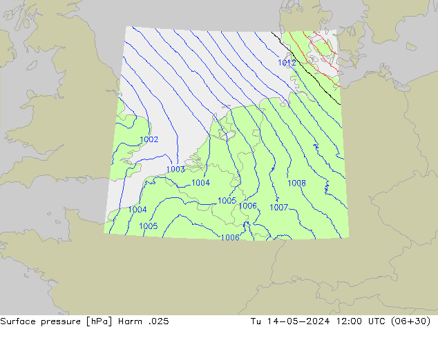Surface pressure Harm .025 Tu 14.05.2024 12 UTC