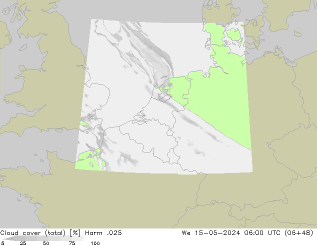 Nubi (totali) Harm .025 mer 15.05.2024 06 UTC