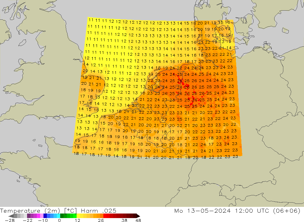 карта температуры Harm .025 пн 13.05.2024 12 UTC