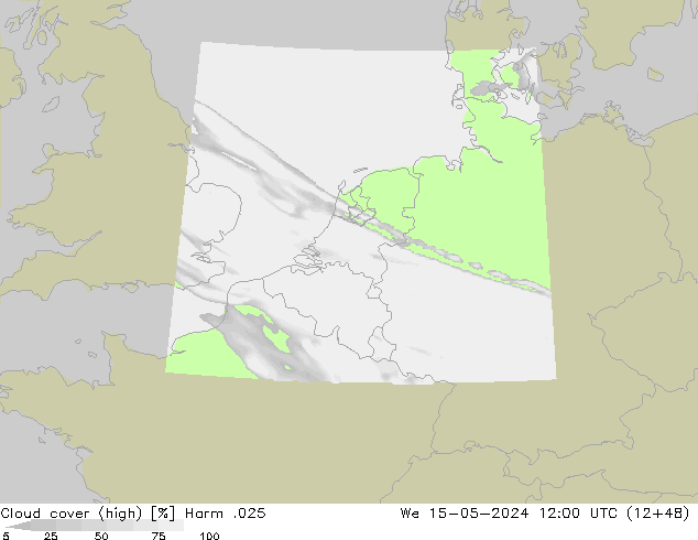 Cloud cover (high) Harm .025 We 15.05.2024 12 UTC