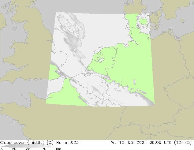 Cloud cover (middle) Harm .025 We 15.05.2024 09 UTC
