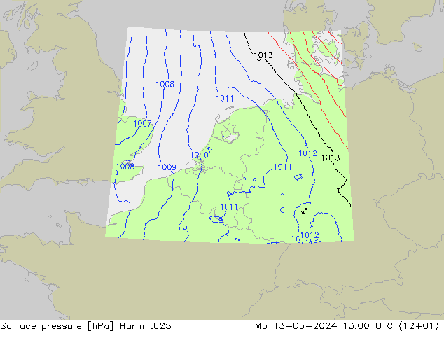Atmosférický tlak Harm .025 Po 13.05.2024 13 UTC
