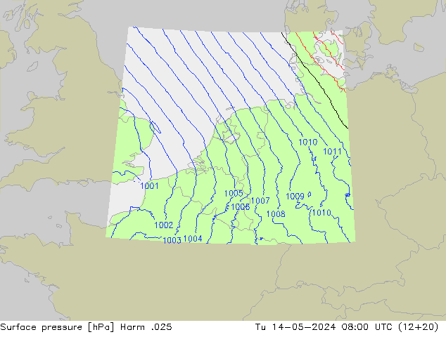 Surface pressure Harm .025 Tu 14.05.2024 08 UTC