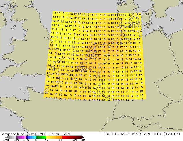 карта температуры Harm .025 вт 14.05.2024 00 UTC
