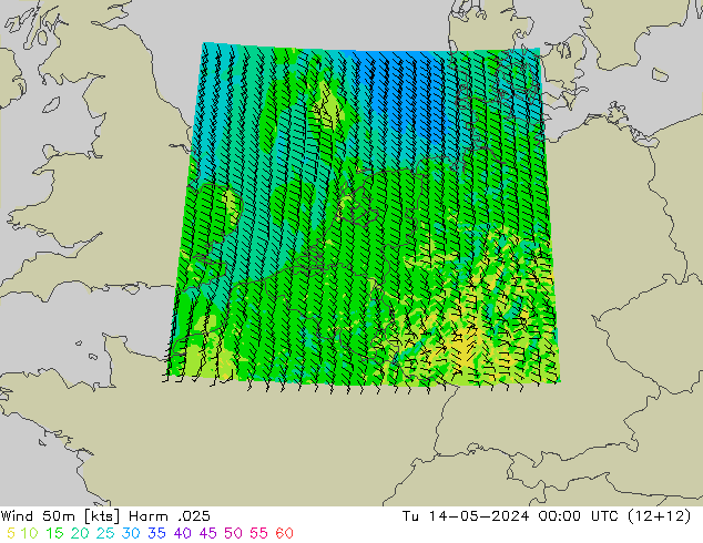 Wind 50m Harm .025 Tu 14.05.2024 00 UTC