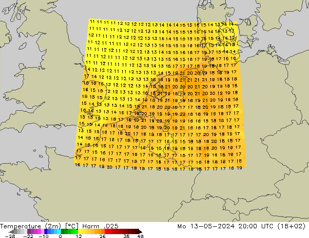 Temperature (2m) Harm .025 Po 13.05.2024 20 UTC