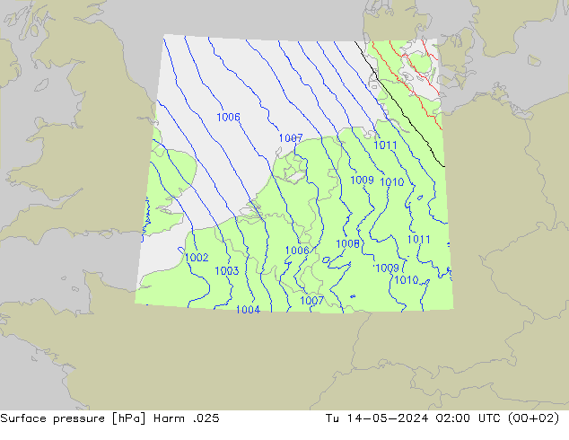 Surface pressure Harm .025 Tu 14.05.2024 02 UTC