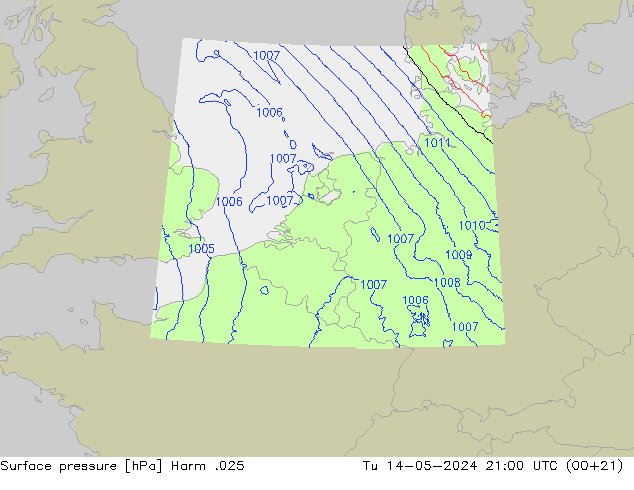 Atmosférický tlak Harm .025 Út 14.05.2024 21 UTC
