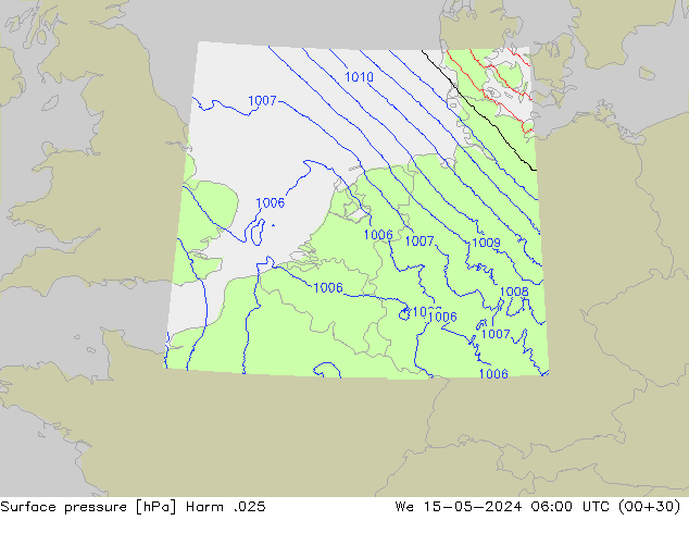 Atmosférický tlak Harm .025 St 15.05.2024 06 UTC