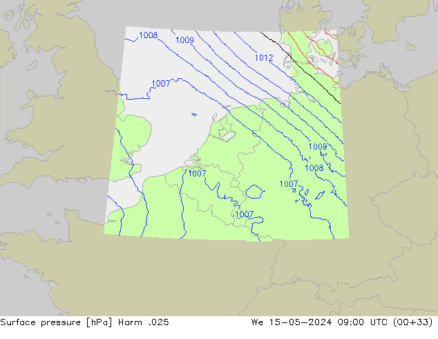 приземное давление Harm .025 ср 15.05.2024 09 UTC