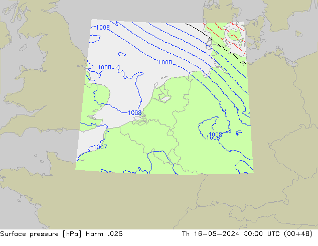 Atmosférický tlak Harm .025 Čt 16.05.2024 00 UTC