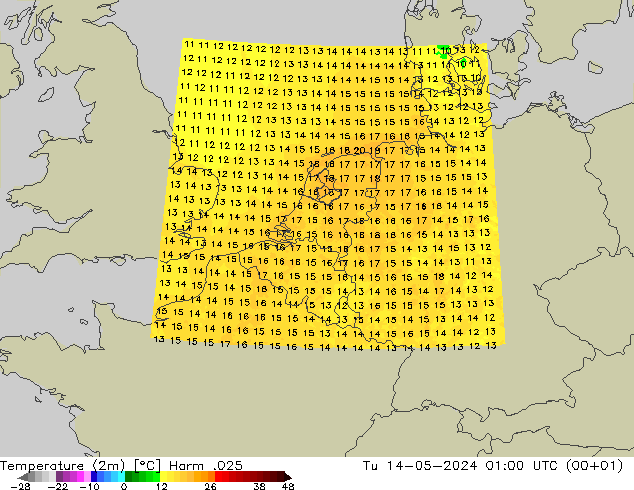 Temperature (2m) Harm .025 Tu 14.05.2024 01 UTC