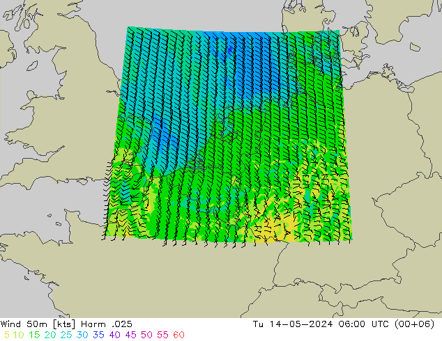 Wind 50m Harm .025 Tu 14.05.2024 06 UTC