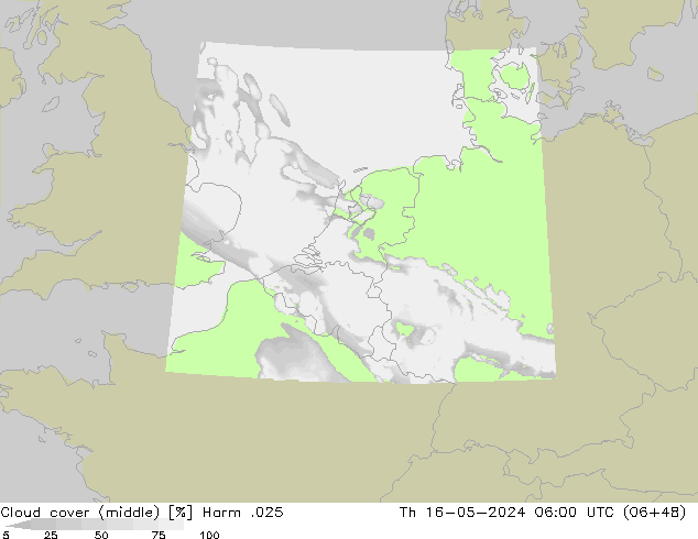 Cloud cover (middle) Harm .025 Th 16.05.2024 06 UTC