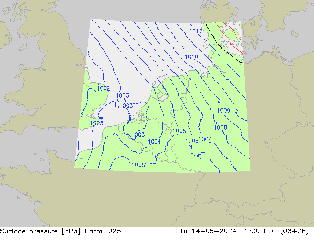 Atmosférický tlak Harm .025 Út 14.05.2024 12 UTC