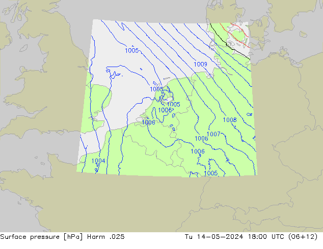 Atmosférický tlak Harm .025 Út 14.05.2024 18 UTC