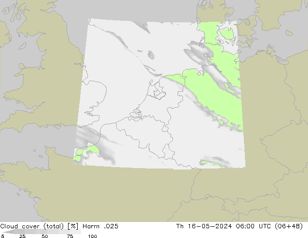 Nubes (total) Harm .025 jue 16.05.2024 06 UTC