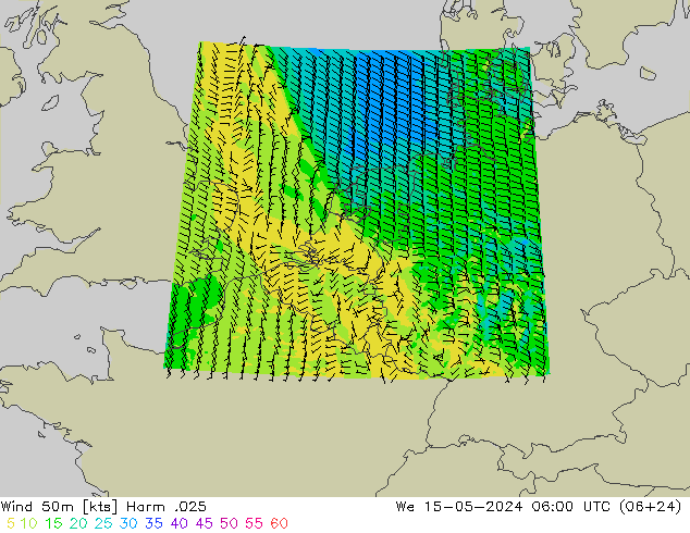 Wind 50 m Harm .025 wo 15.05.2024 06 UTC