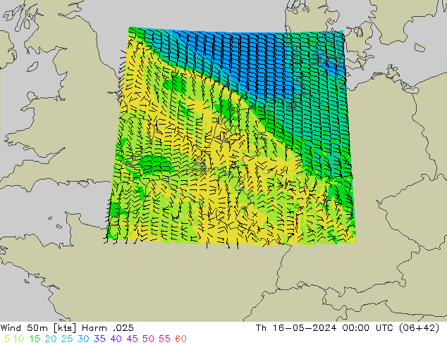 Wind 50m Harm .025 Th 16.05.2024 00 UTC