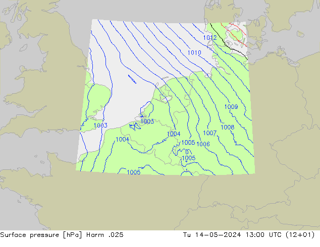 Surface pressure Harm .025 Tu 14.05.2024 13 UTC