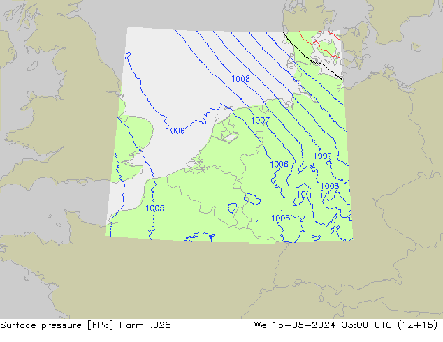 Pressione al suolo Harm .025 mer 15.05.2024 03 UTC