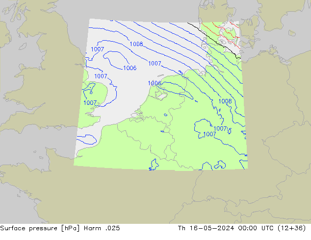 Atmosférický tlak Harm .025 Čt 16.05.2024 00 UTC