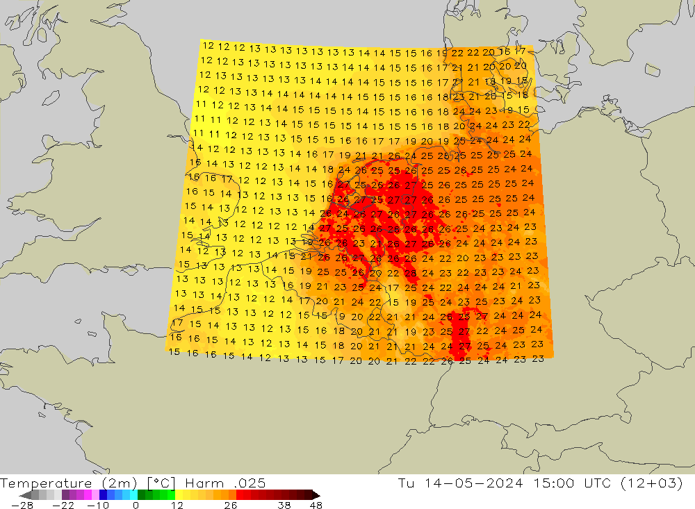 温度图 Harm .025 星期二 14.05.2024 15 UTC