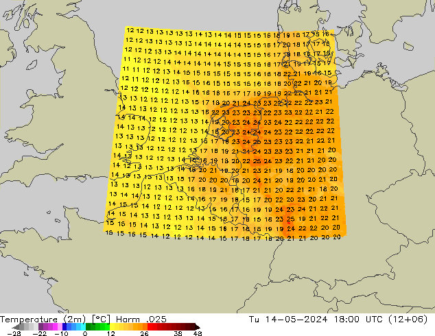温度图 Harm .025 星期二 14.05.2024 18 UTC