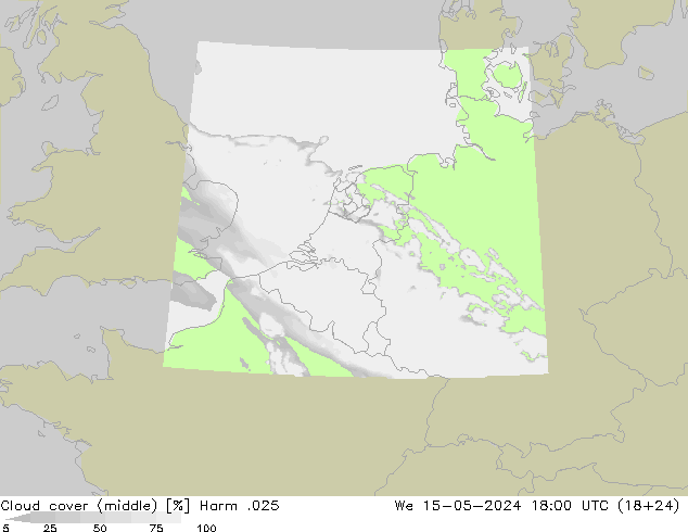 Cloud cover (middle) Harm .025 We 15.05.2024 18 UTC