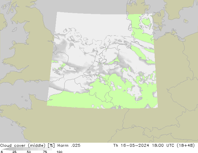 Cloud cover (middle) Harm .025 Th 16.05.2024 18 UTC