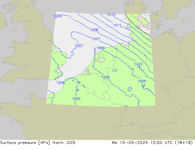 приземное давление Harm .025 ср 15.05.2024 12 UTC