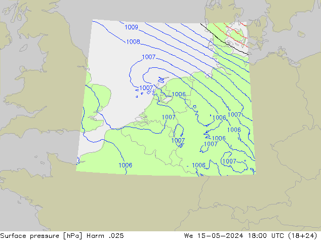 приземное давление Harm .025 ср 15.05.2024 18 UTC