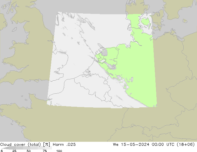 Nubi (totali) Harm .025 mer 15.05.2024 00 UTC