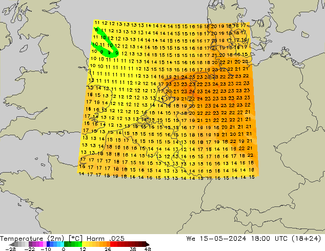 温度图 Harm .025 星期三 15.05.2024 18 UTC