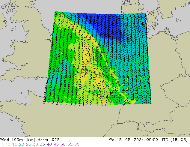 Wind 100m Harm .025 We 15.05.2024 00 UTC