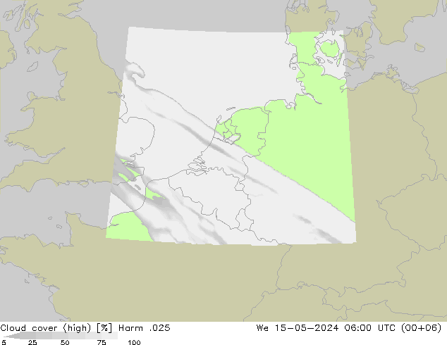 Cloud cover (high) Harm .025 We 15.05.2024 06 UTC
