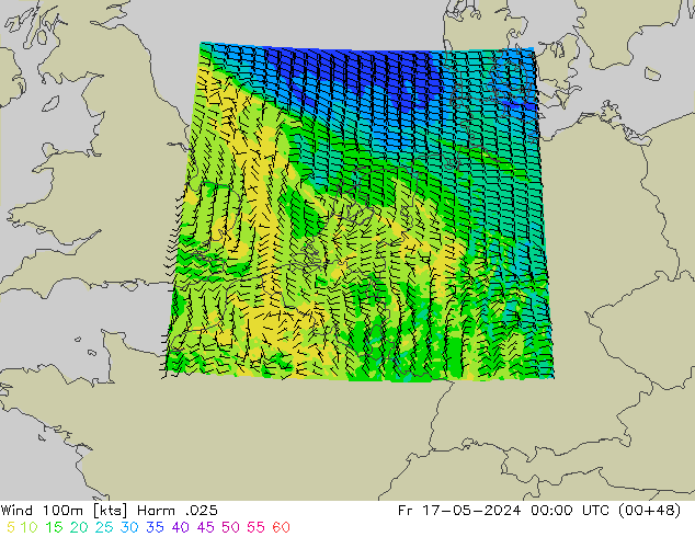 Wind 100m Harm .025 Fr 17.05.2024 00 UTC