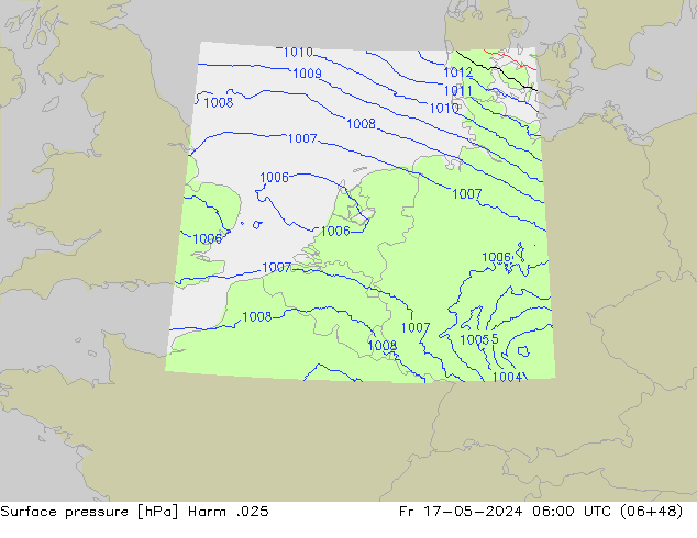 Surface pressure Harm .025 Fr 17.05.2024 06 UTC