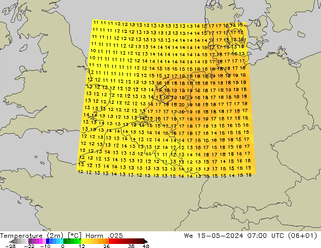 温度图 Harm .025 星期三 15.05.2024 07 UTC